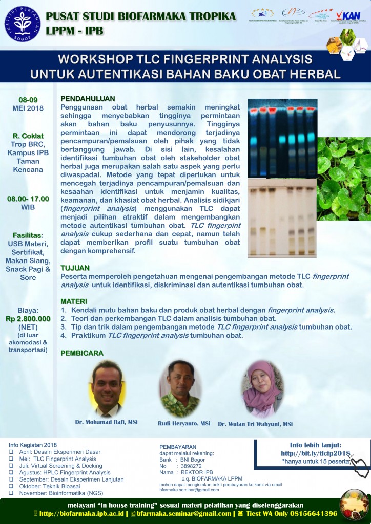 Workshop TLC Fingerprint Analysis 2018 untuk Autentifikasi Bahan Baku Herbal