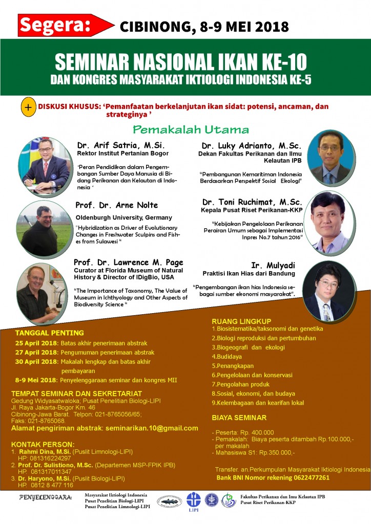 Seminar Nasional Ikan Ke-10 Dan Kongres Masyarakat Iktiologi Indonesia Ke-5
