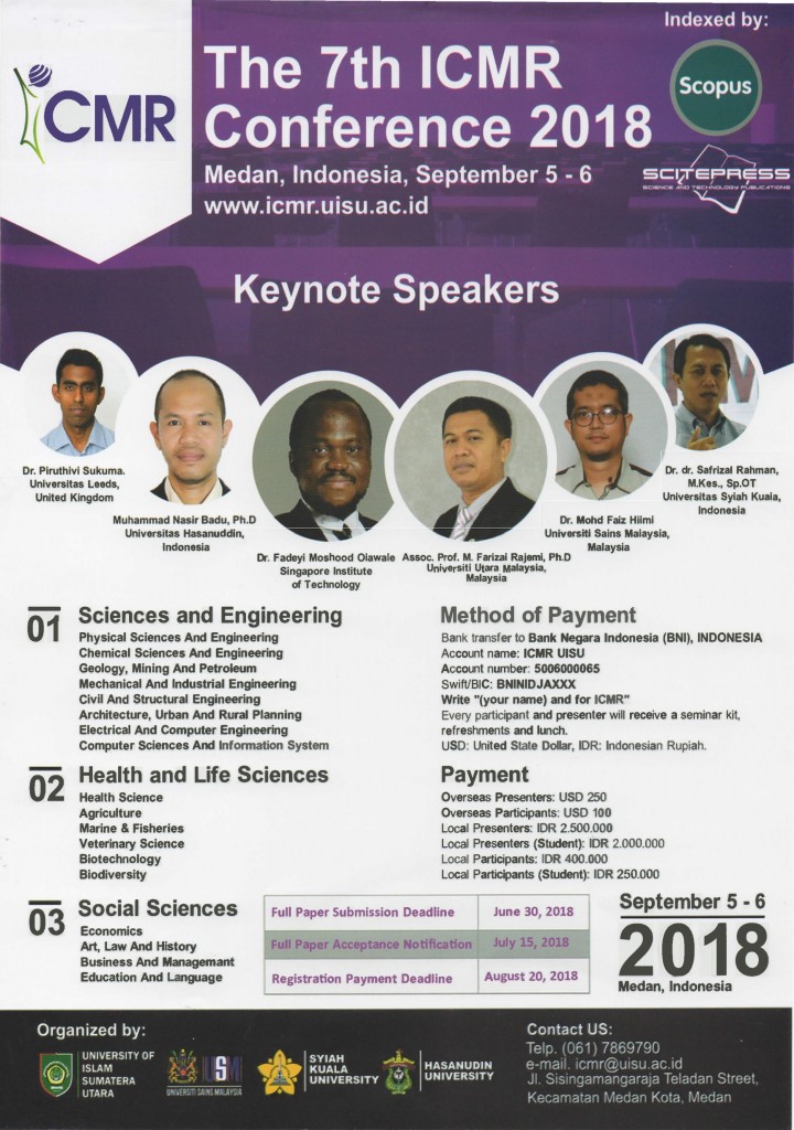 The 7th International Conference on Multidisciplinary Research (ICMR) 2018